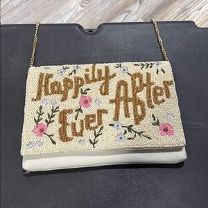 Francesca's Collections Cream Beaded Clutch